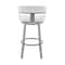 Armen Living Cohen 30" Bar Height Swivel Bar Stool in Silver Finish with White Faux Leather 721535761999 - alternate 4